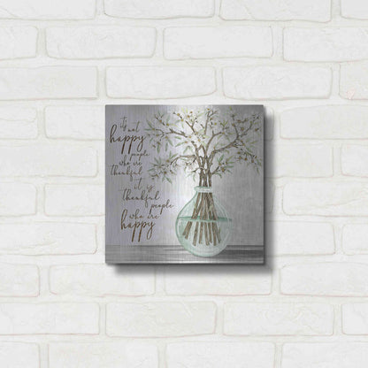 Luxe Metal Art 'Thankful People Flower Vase' by Cindy Jacobs, Metal Wall Art,12x12