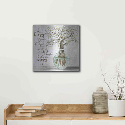 Luxe Metal Art 'Thankful People Flower Vase' by Cindy Jacobs, Metal Wall Art,12x12