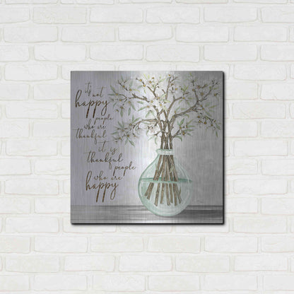 Luxe Metal Art 'Thankful People Flower Vase' by Cindy Jacobs, Metal Wall Art,24x24