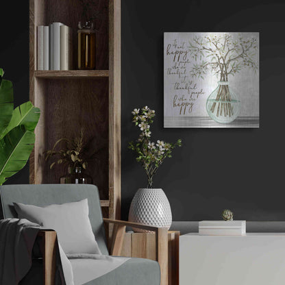 Luxe Metal Art 'Thankful People Flower Vase' by Cindy Jacobs, Metal Wall Art,24x24