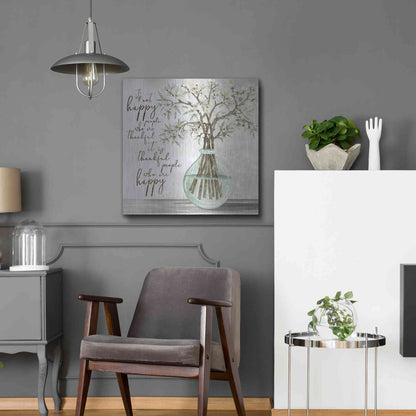 Luxe Metal Art 'Thankful People Flower Vase' by Cindy Jacobs, Metal Wall Art,24x24