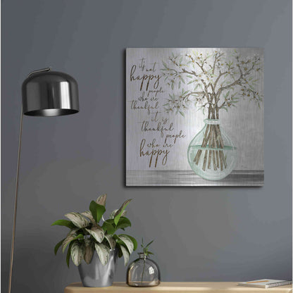 Luxe Metal Art 'Thankful People Flower Vase' by Cindy Jacobs, Metal Wall Art,24x24