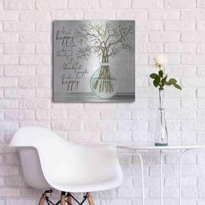 Luxe Metal Art 'Thankful People Flower Vase' by Cindy Jacobs, Metal Wall Art,24x24