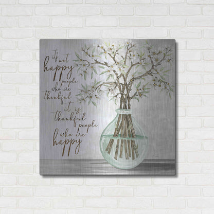 Luxe Metal Art 'Thankful People Flower Vase' by Cindy Jacobs, Metal Wall Art,36x36
