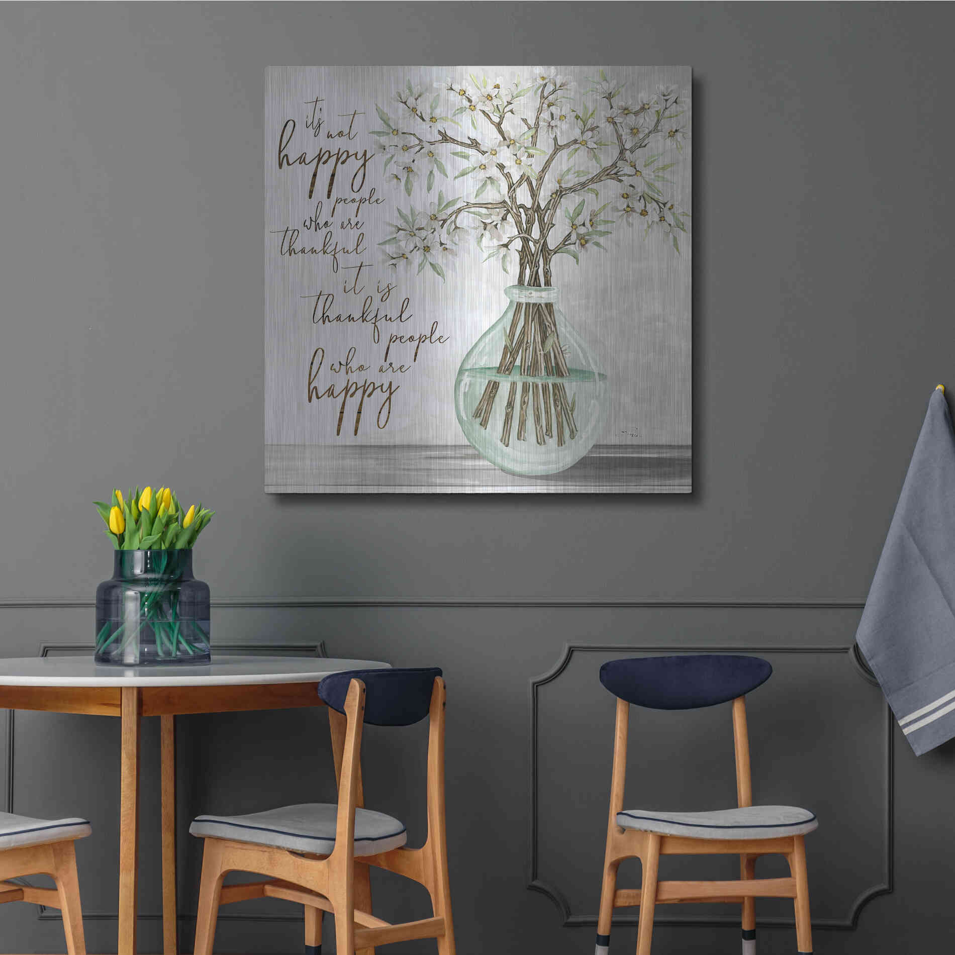Luxe Metal Art 'Thankful People Flower Vase' by Cindy Jacobs, Metal Wall Art,36x36