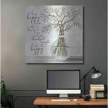 Luxe Metal Art 'Thankful People Flower Vase' by Cindy Jacobs, Metal Wall Art,36x36