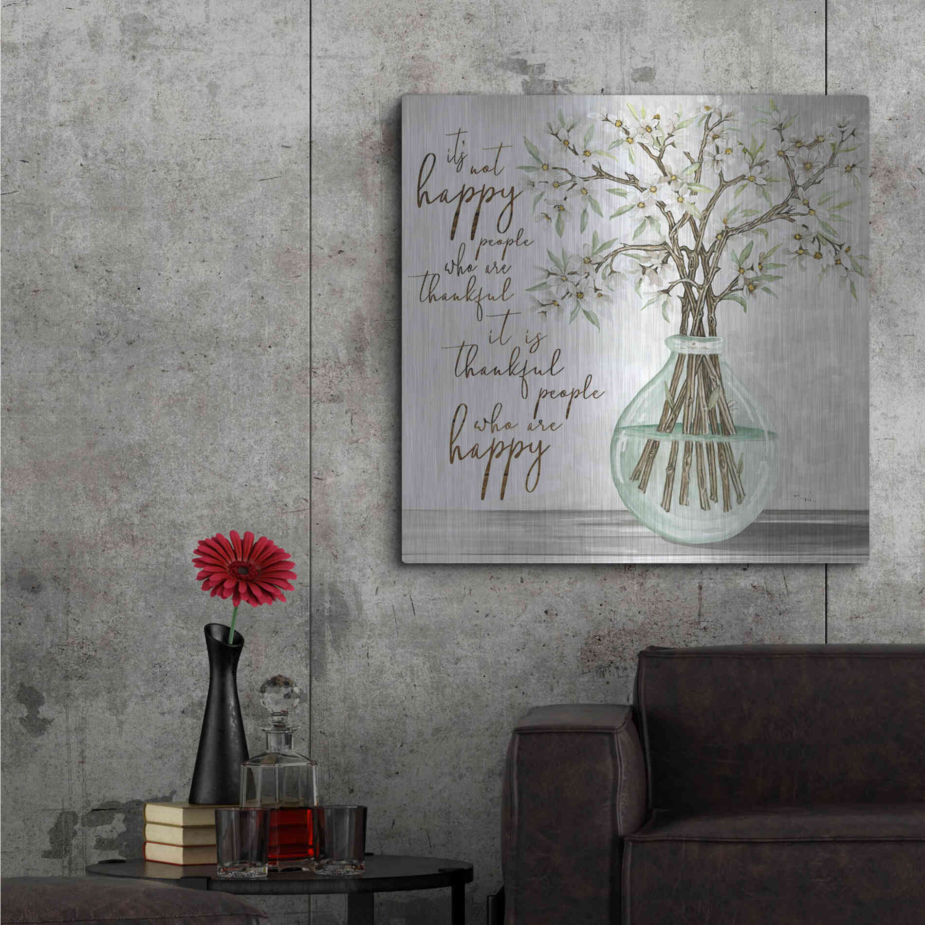 Luxe Metal Art 'Thankful People Flower Vase' by Cindy Jacobs, Metal Wall Art,36x36