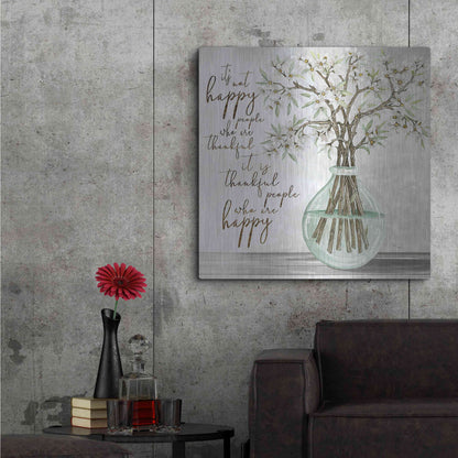 Luxe Metal Art 'Thankful People Flower Vase' by Cindy Jacobs, Metal Wall Art,36x36