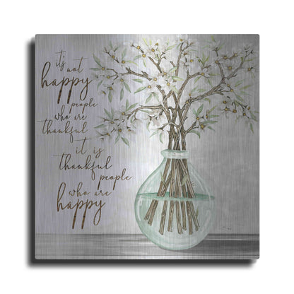 Luxe Metal Art 'Thankful People Flower Vase' by Cindy Jacobs, Metal Wall Art
