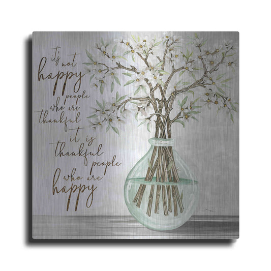 Luxe Metal Art 'Thankful People Flower Vase' by Cindy Jacobs, Metal Wall Art