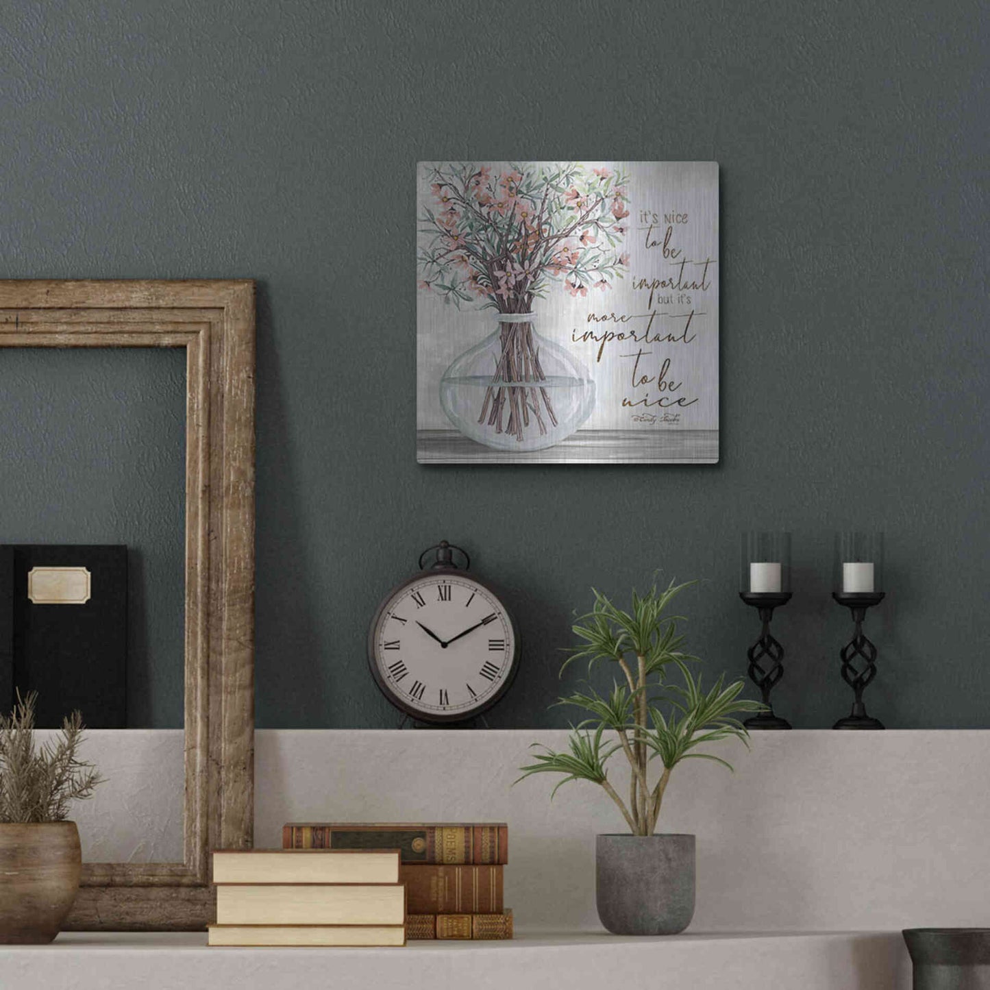 Luxe Metal Art 'It's Important to be Nice' by Cindy Jacobs, Metal Wall Art,12x12