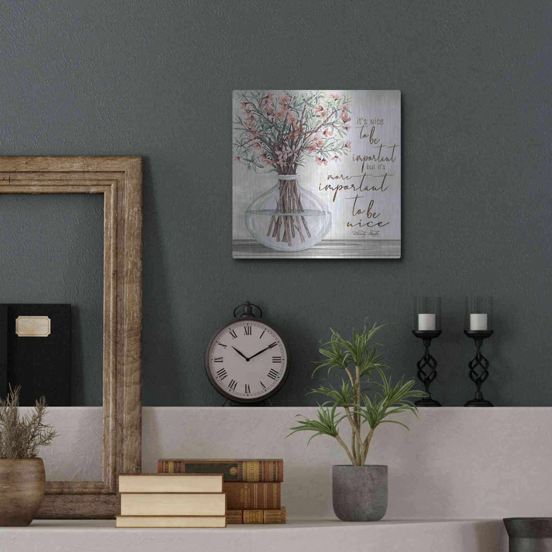 Luxe Metal Art 'It's Important to be Nice' by Cindy Jacobs, Metal Wall Art,12x12