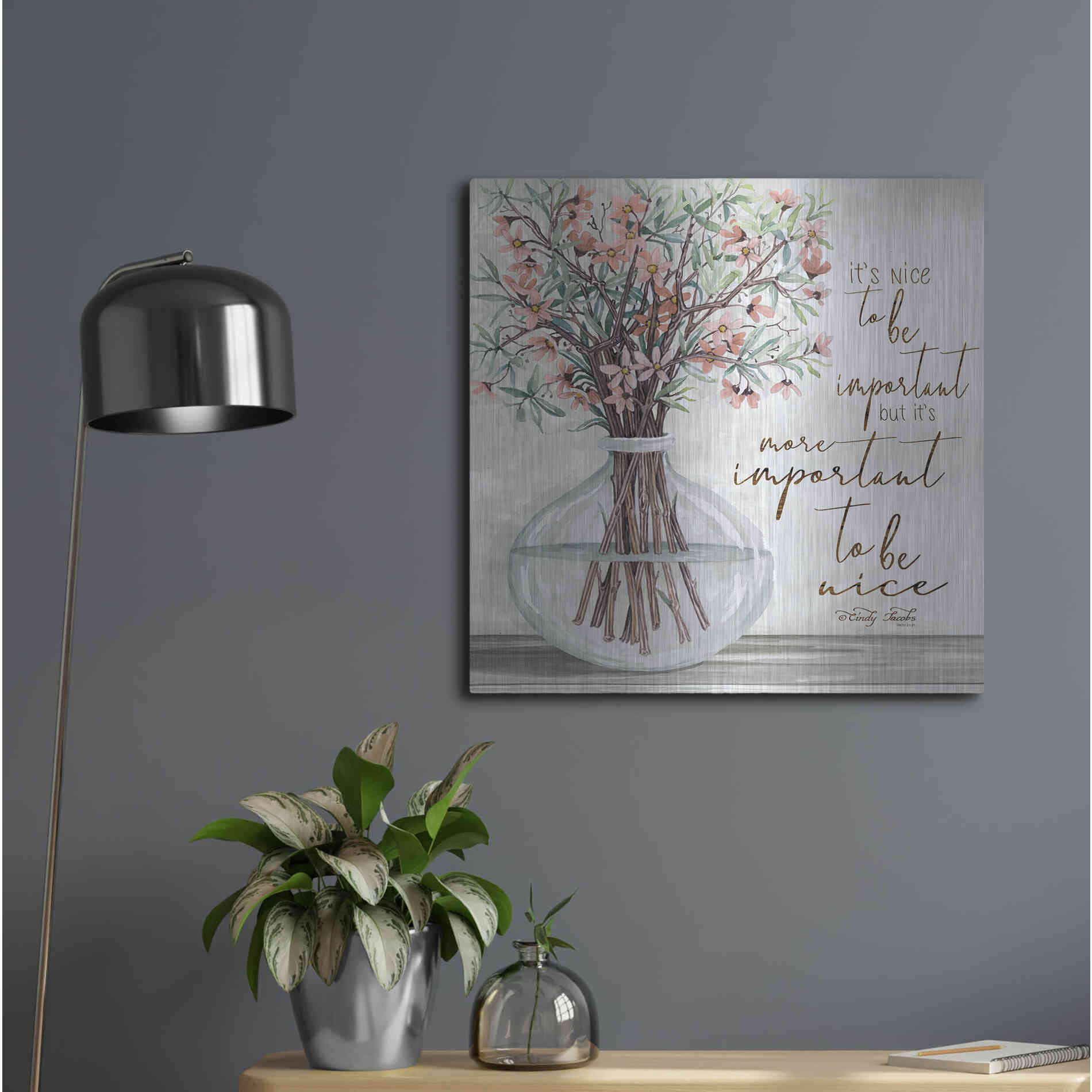 Luxe Metal Art 'It's Important to be Nice' by Cindy Jacobs, Metal Wall Art,24x24