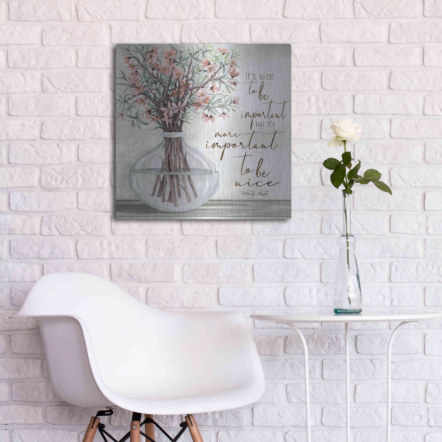Luxe Metal Art 'It's Important to be Nice' by Cindy Jacobs, Metal Wall Art,24x24