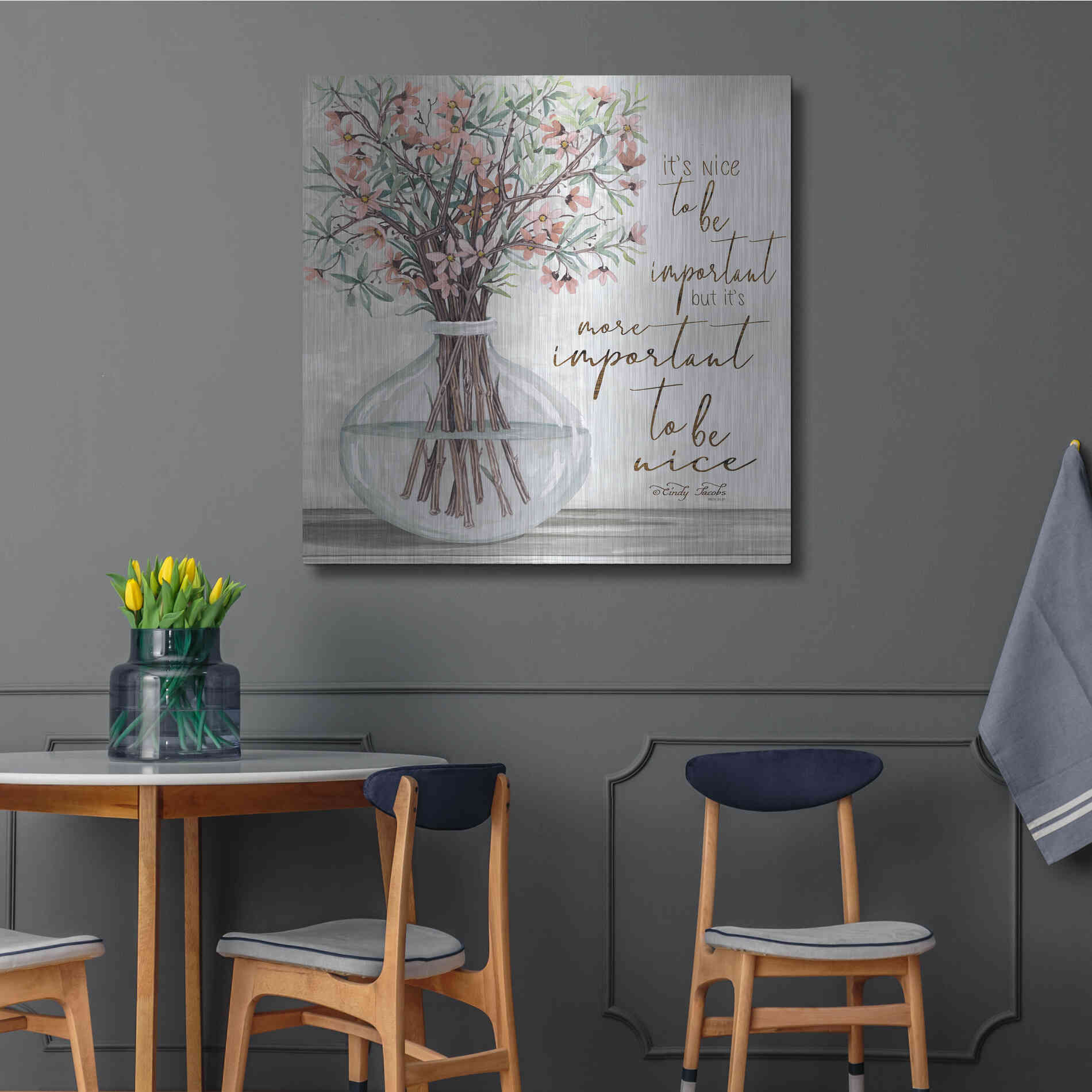 Luxe Metal Art 'It's Important to be Nice' by Cindy Jacobs, Metal Wall Art,36x36