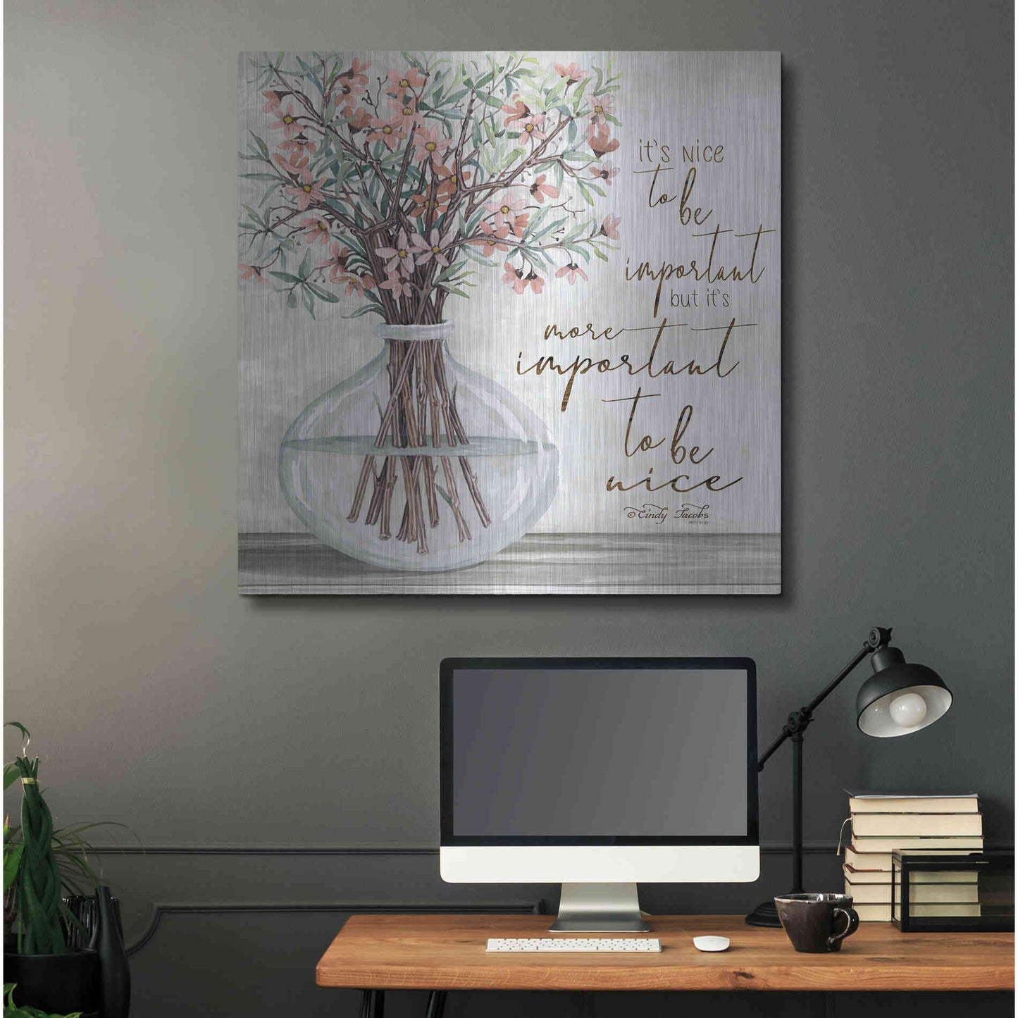 Luxe Metal Art 'It's Important to be Nice' by Cindy Jacobs, Metal Wall Art,36x36
