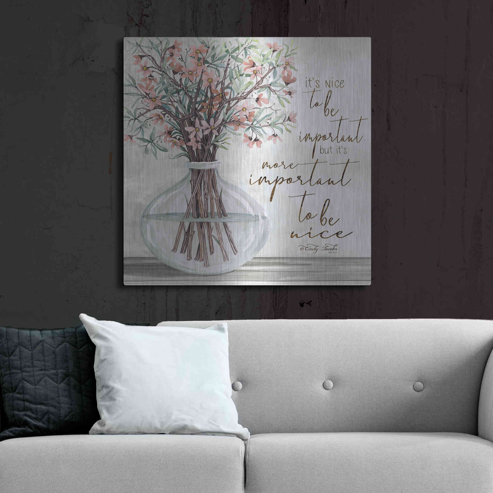 Luxe Metal Art 'It's Important to be Nice' by Cindy Jacobs, Metal Wall Art,36x36
