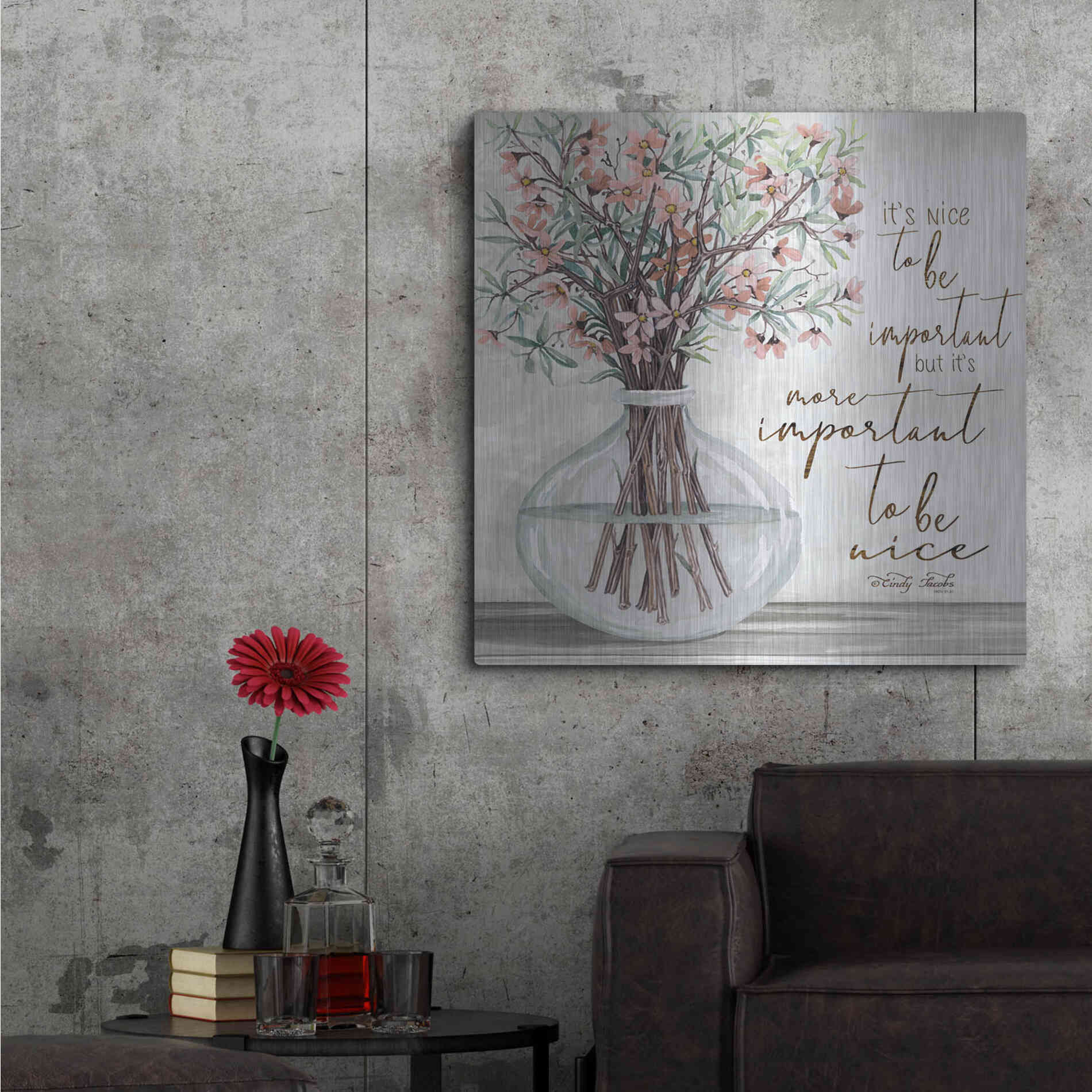 Luxe Metal Art 'It's Important to be Nice' by Cindy Jacobs, Metal Wall Art,36x36