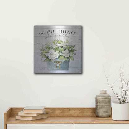 Luxe Metal Art 'Do All Things with Great Love' by Cindy Jacobs, Metal Wall Art,12x12