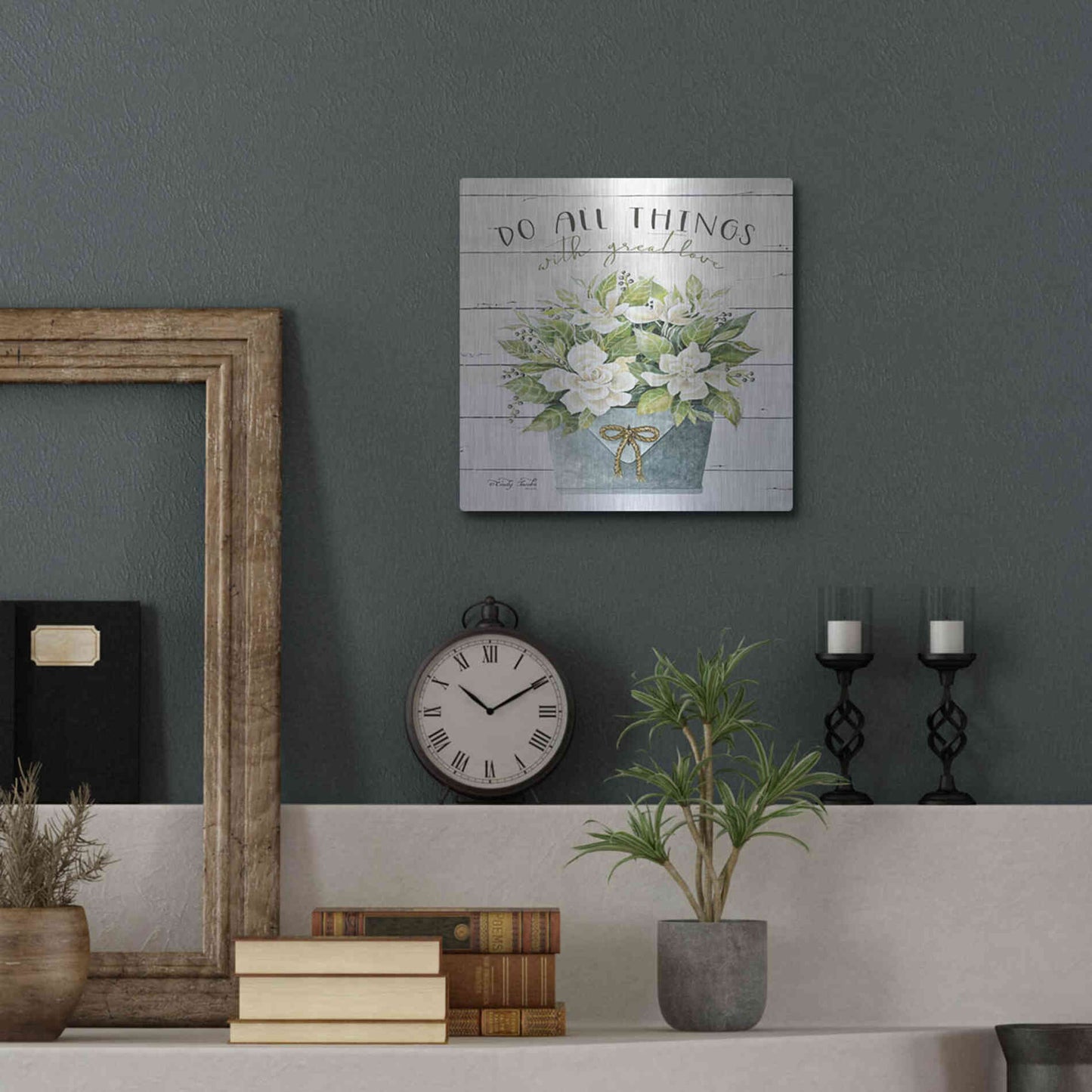 Luxe Metal Art 'Do All Things with Great Love' by Cindy Jacobs, Metal Wall Art,12x12