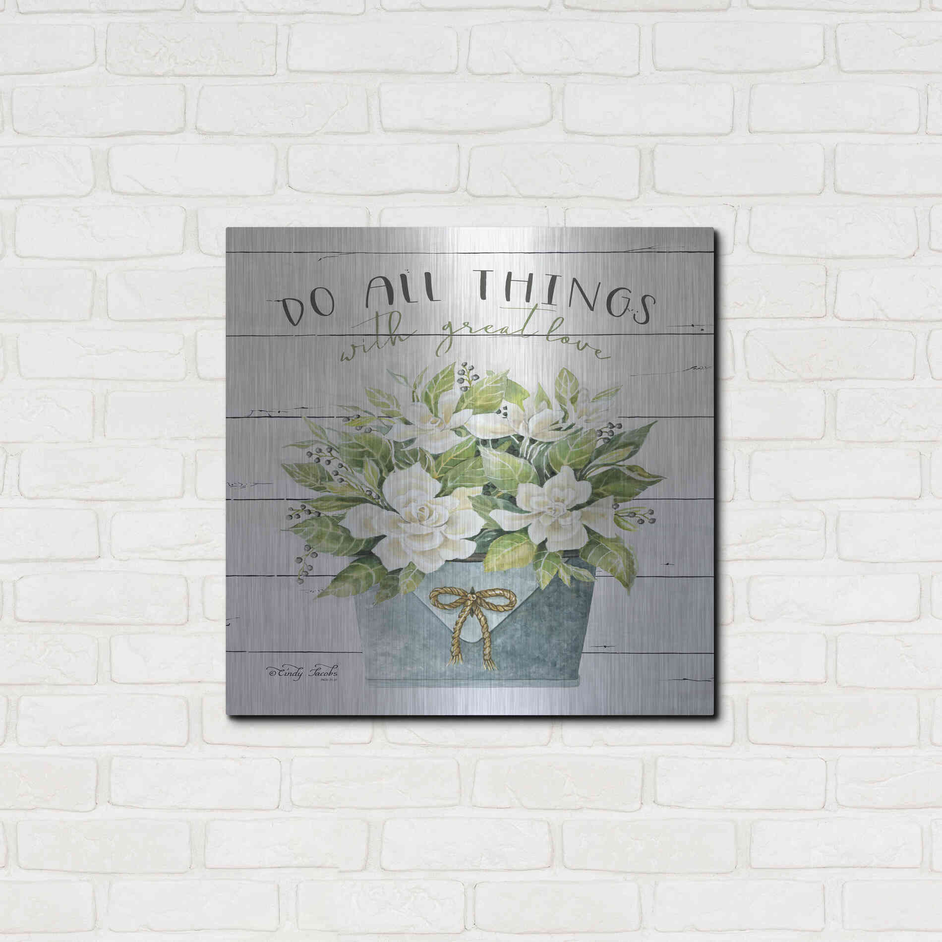 Luxe Metal Art 'Do All Things with Great Love' by Cindy Jacobs, Metal Wall Art,24x24