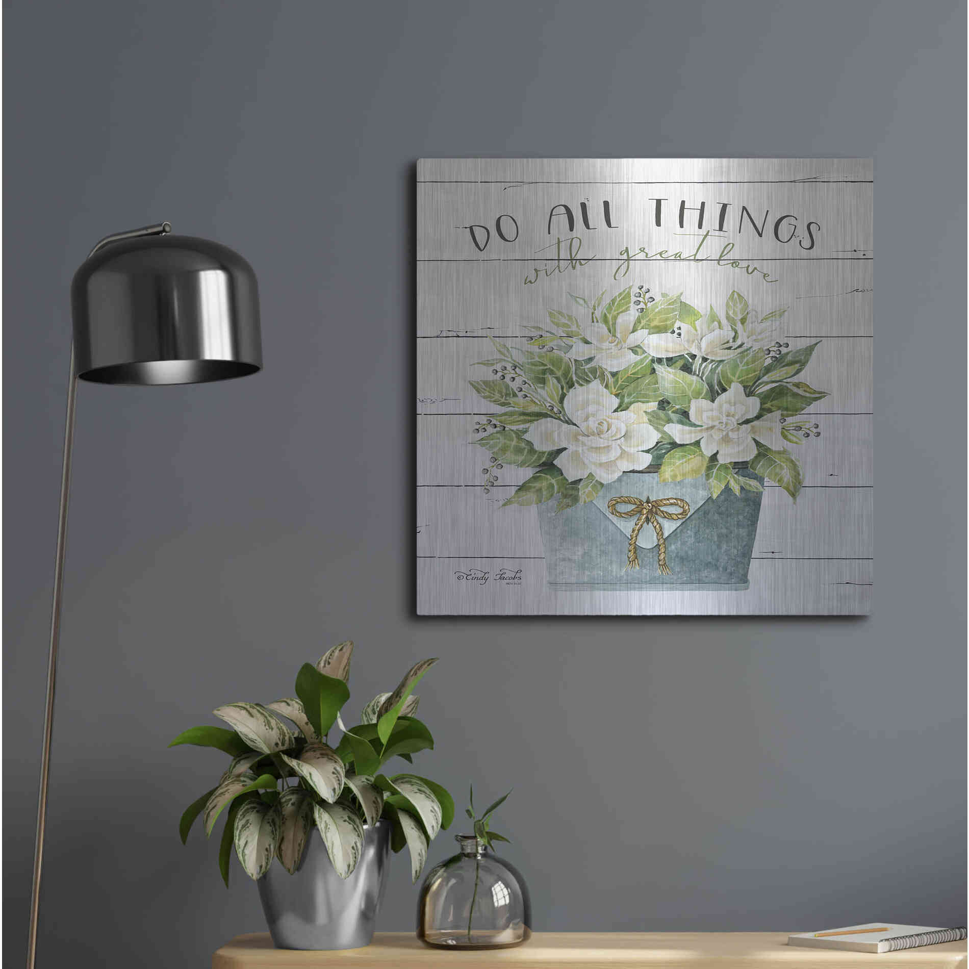 Luxe Metal Art 'Do All Things with Great Love' by Cindy Jacobs, Metal Wall Art,24x24