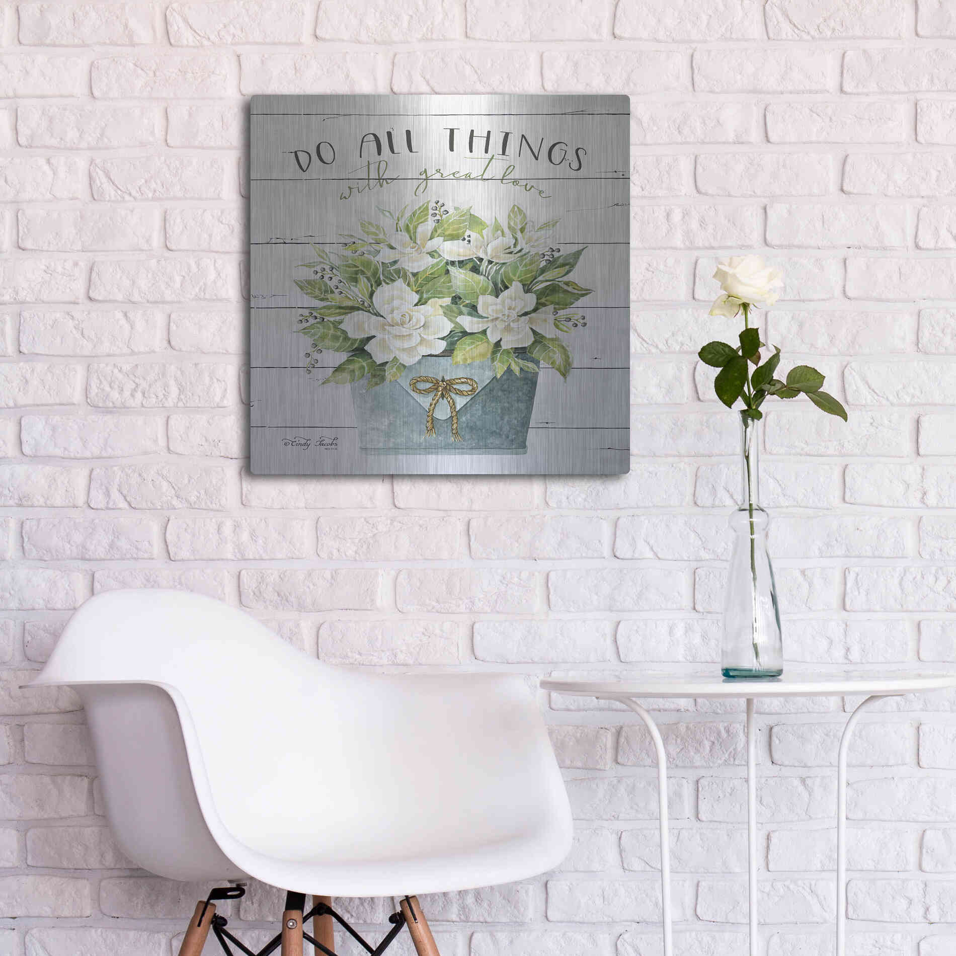 Luxe Metal Art 'Do All Things with Great Love' by Cindy Jacobs, Metal Wall Art,24x24