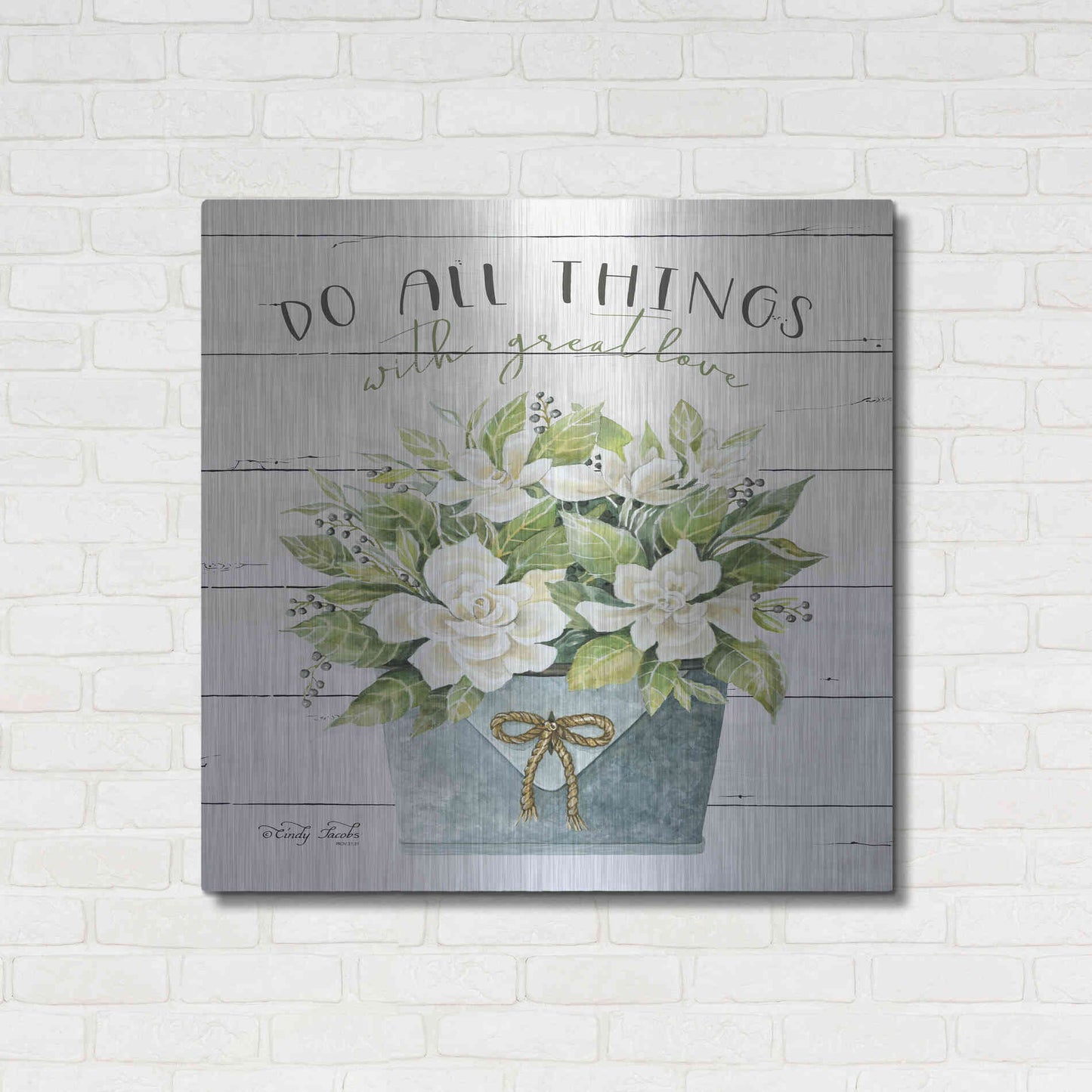 Luxe Metal Art 'Do All Things with Great Love' by Cindy Jacobs, Metal Wall Art,36x36