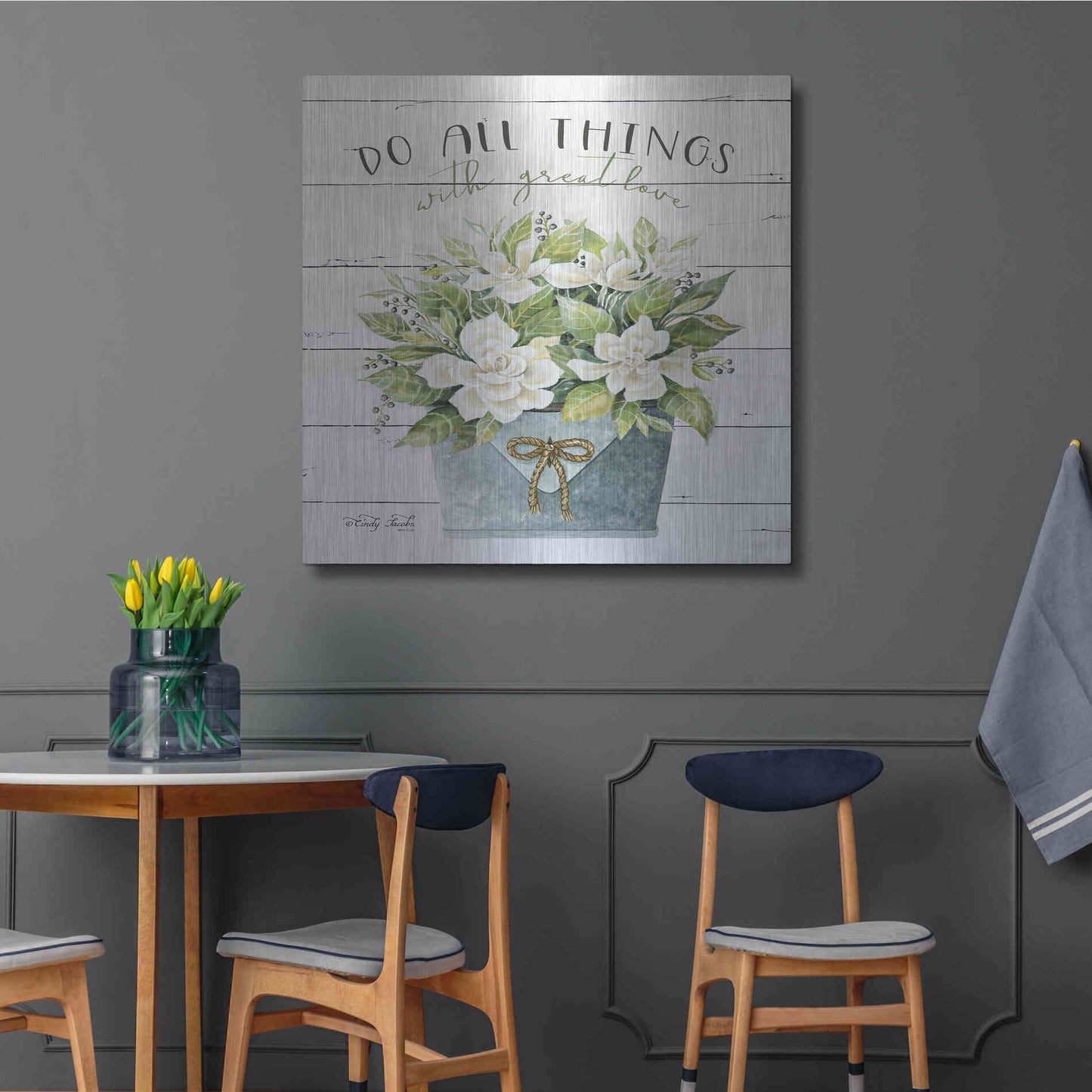 Luxe Metal Art 'Do All Things with Great Love' by Cindy Jacobs, Metal Wall Art,36x36