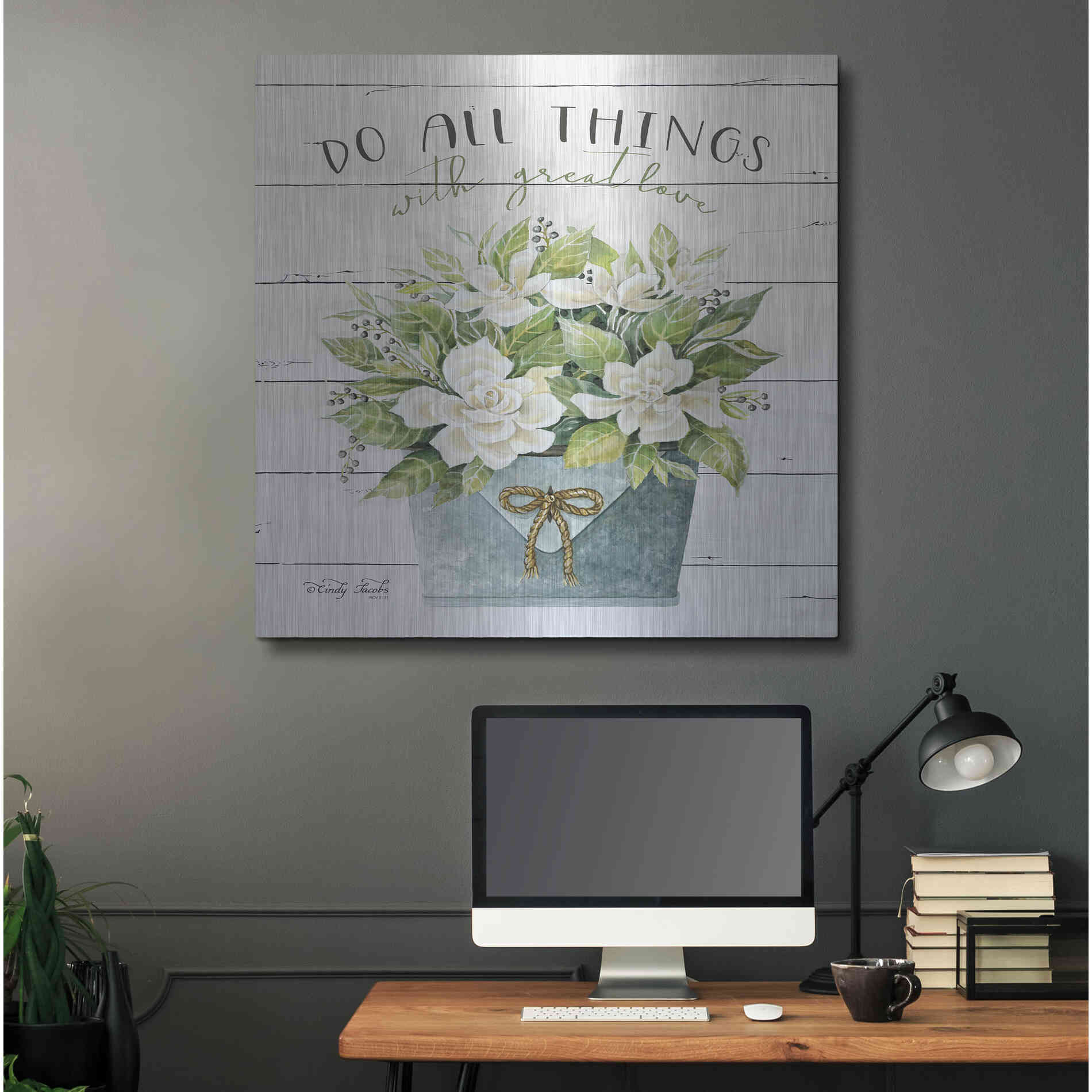 Luxe Metal Art 'Do All Things with Great Love' by Cindy Jacobs, Metal Wall Art,36x36