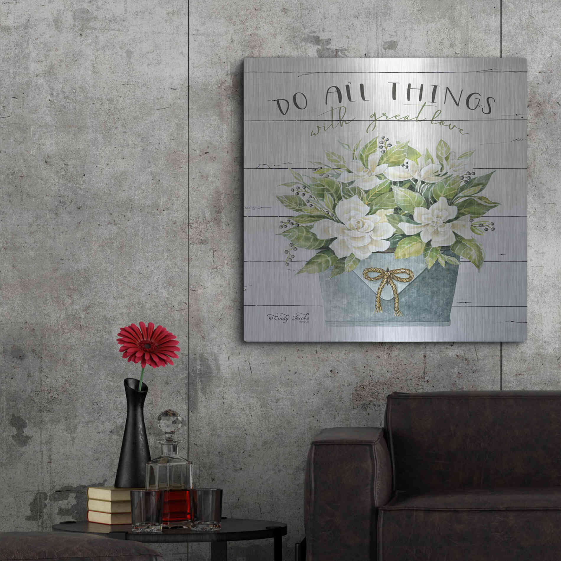 Luxe Metal Art 'Do All Things with Great Love' by Cindy Jacobs, Metal Wall Art,36x36