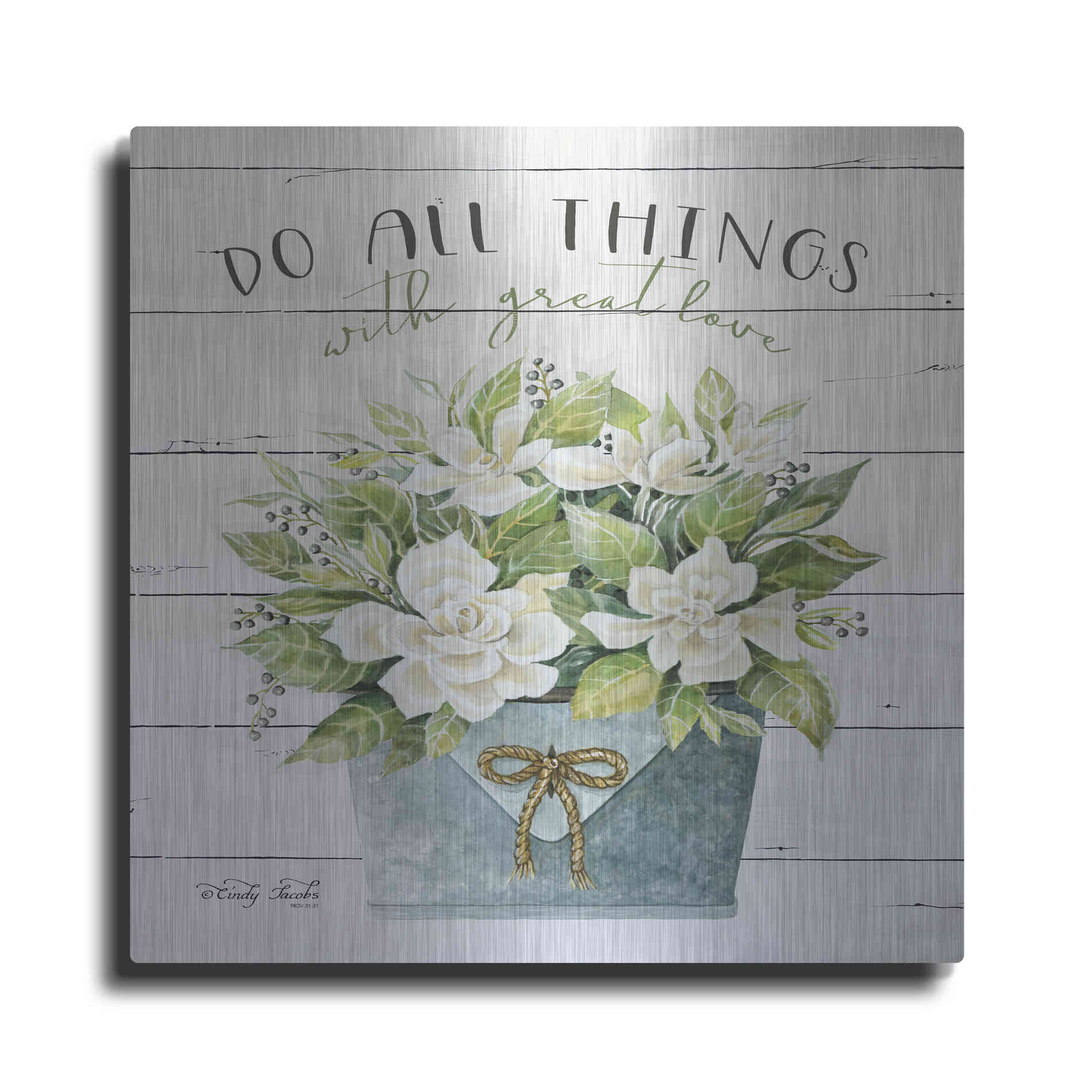 Luxe Metal Art 'Do All Things with Great Love' by Cindy Jacobs, Metal Wall Art