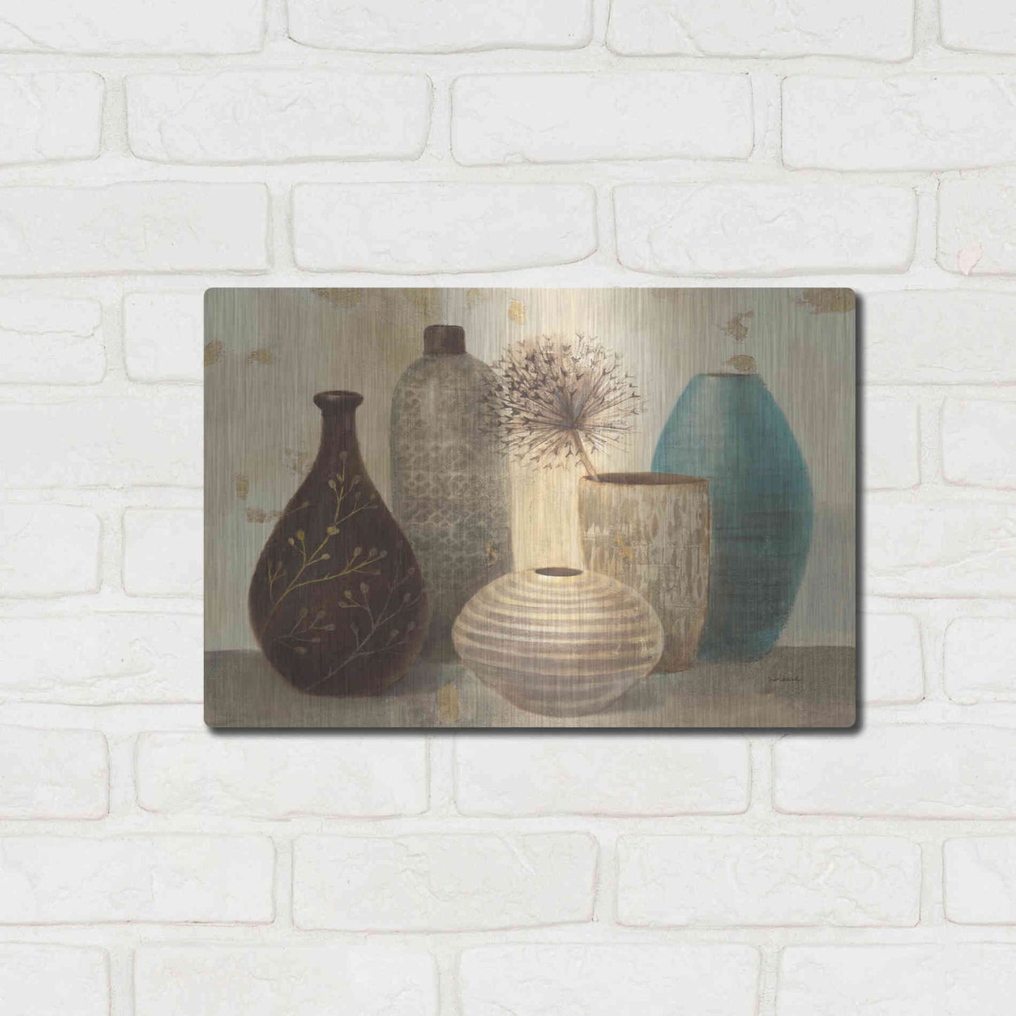 Luxe Metal Art 'Vessel Still Life II' by Albena Hristova, Metal Wall Art,16x12