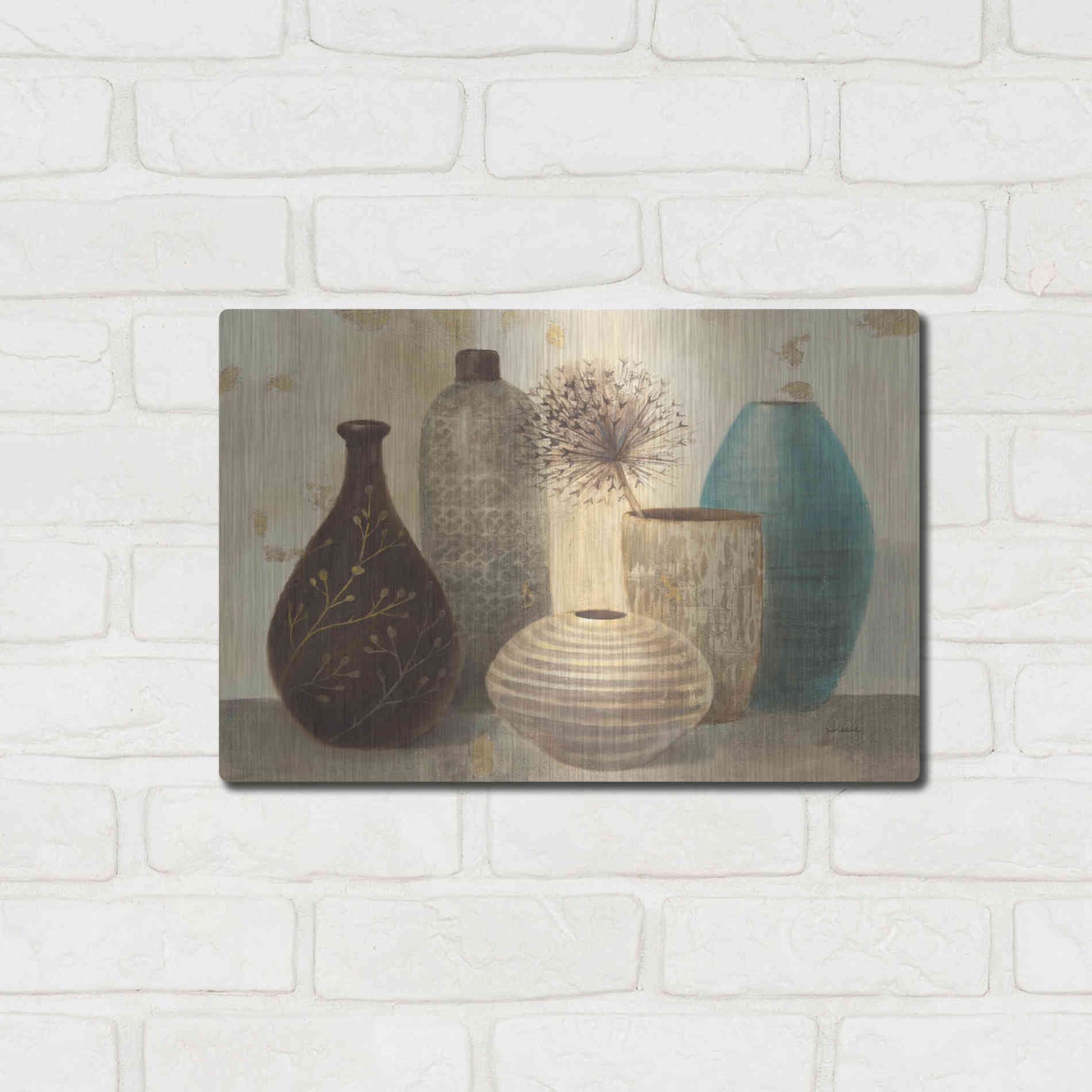 Luxe Metal Art 'Vessel Still Life II' by Albena Hristova, Metal Wall Art,16x12