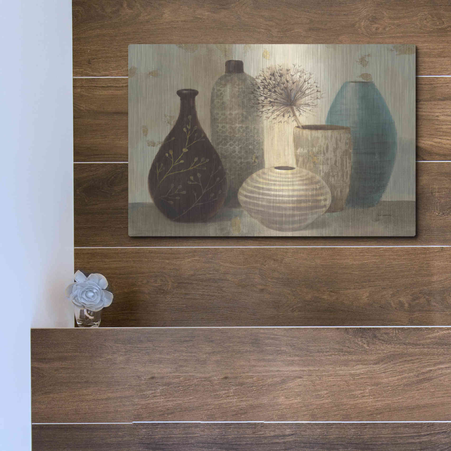 Luxe Metal Art 'Vessel Still Life II' by Albena Hristova, Metal Wall Art,16x12