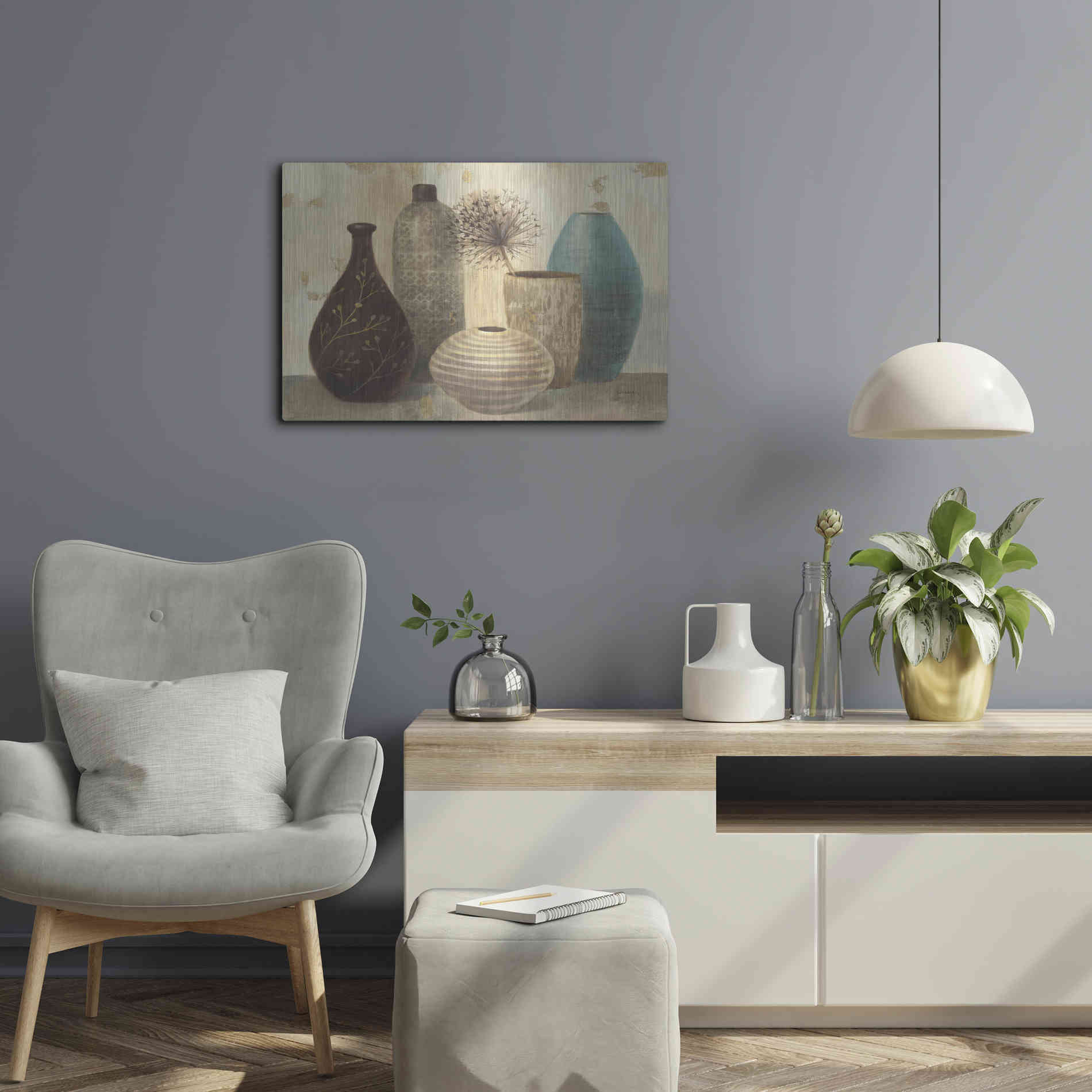 Luxe Metal Art 'Vessel Still Life II' by Albena Hristova, Metal Wall Art,24x16