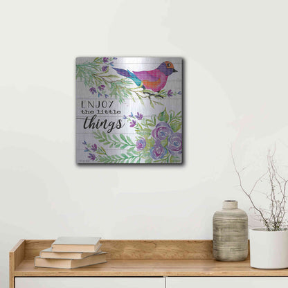 Luxe Metal Art 'Enjoy Little Things' by Cindy Jacobs, Metal Wall Art,12x12