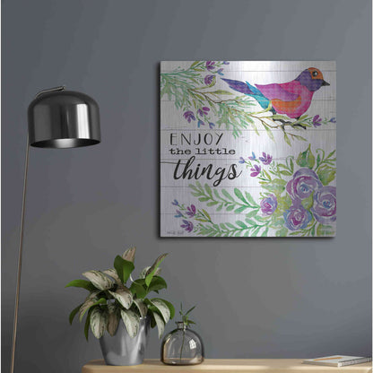 Luxe Metal Art 'Enjoy Little Things' by Cindy Jacobs, Metal Wall Art,24x24