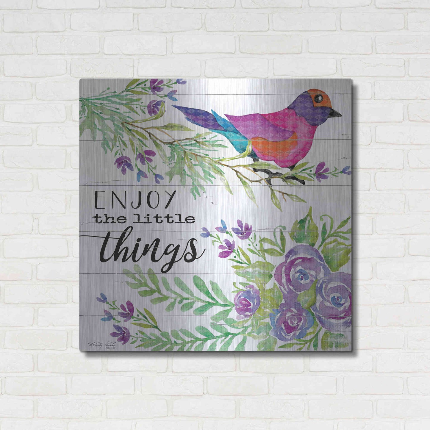 Luxe Metal Art 'Enjoy Little Things' by Cindy Jacobs, Metal Wall Art,36x36