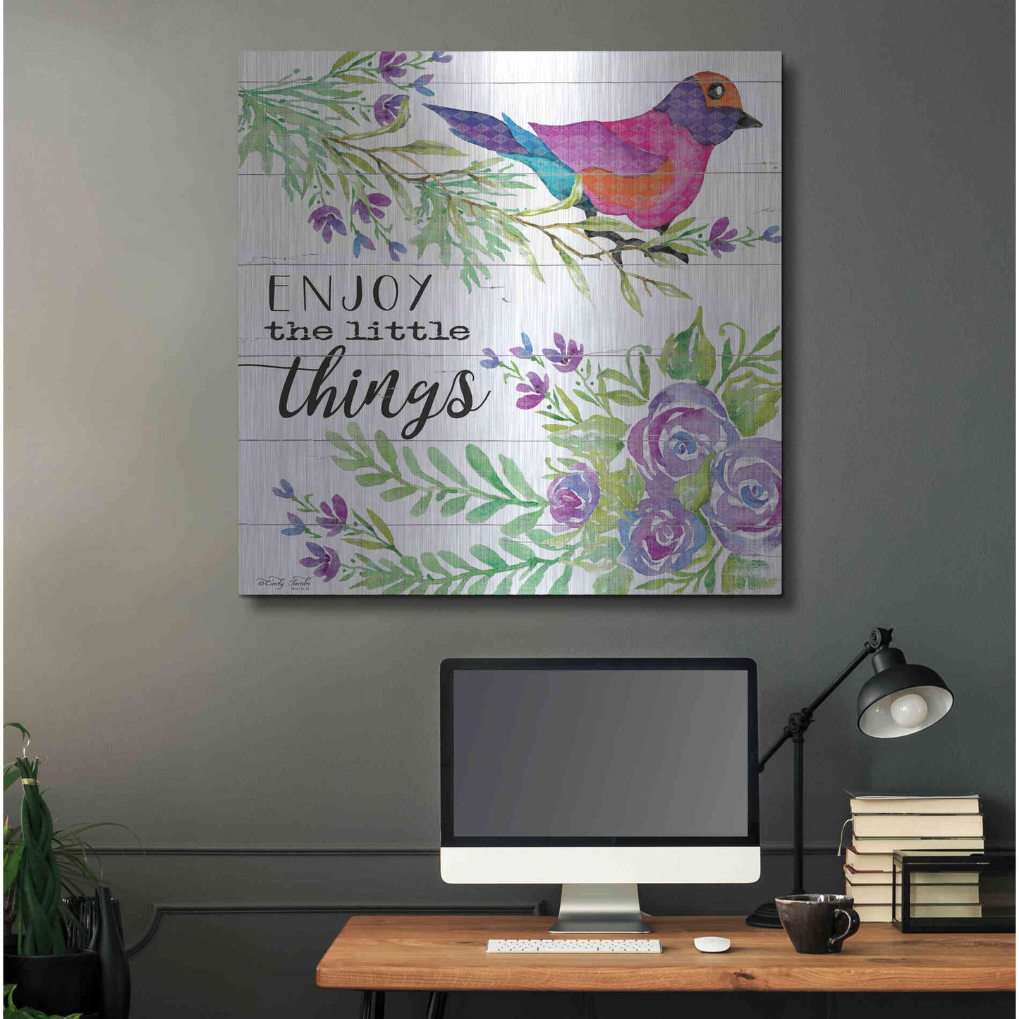 Luxe Metal Art 'Enjoy Little Things' by Cindy Jacobs, Metal Wall Art,36x36