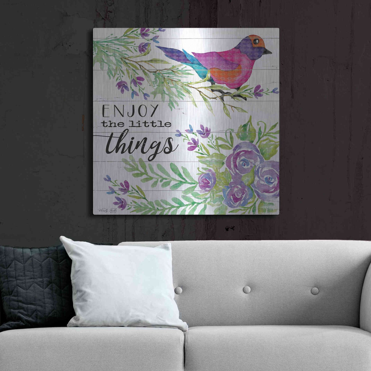 Luxe Metal Art 'Enjoy Little Things' by Cindy Jacobs, Metal Wall Art,36x36