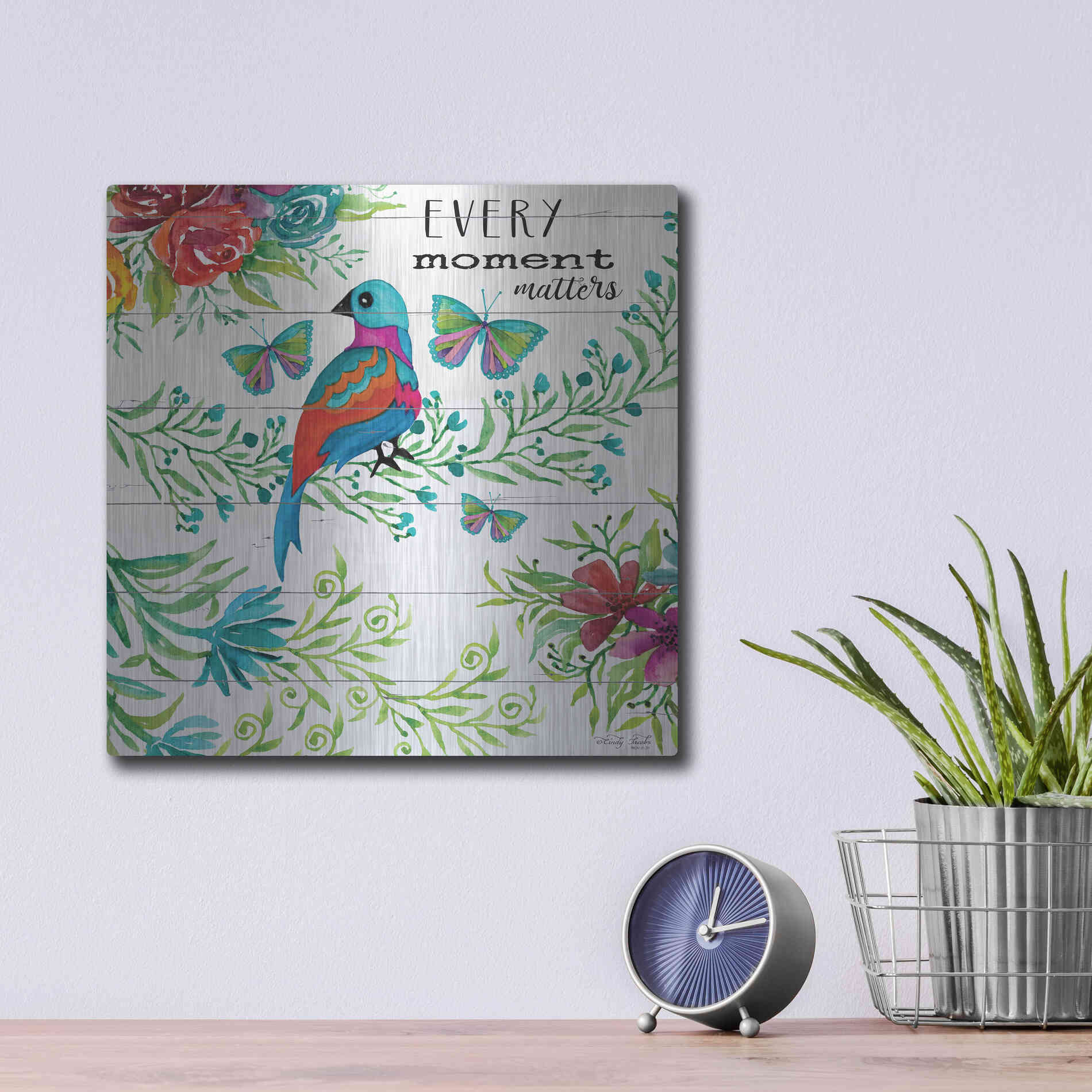 Luxe Metal Art 'Every Little Moment Matters' by Cindy Jacobs, Metal Wall Art,12x12