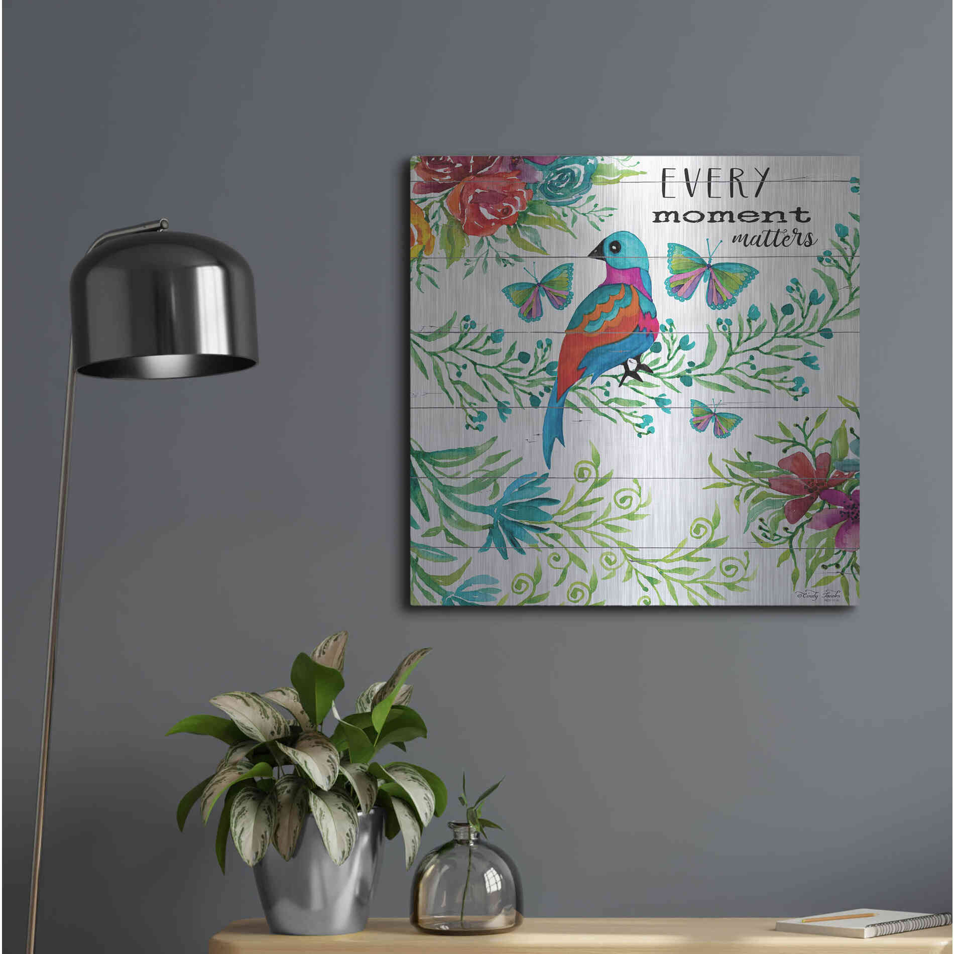 Luxe Metal Art 'Every Little Moment Matters' by Cindy Jacobs, Metal Wall Art,24x24