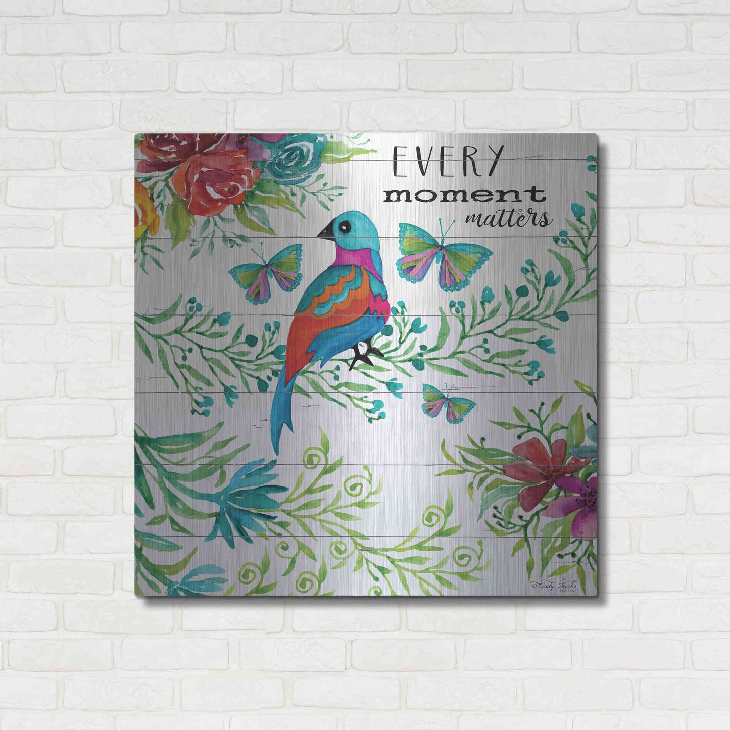 Luxe Metal Art 'Every Little Moment Matters' by Cindy Jacobs, Metal Wall Art,36x36