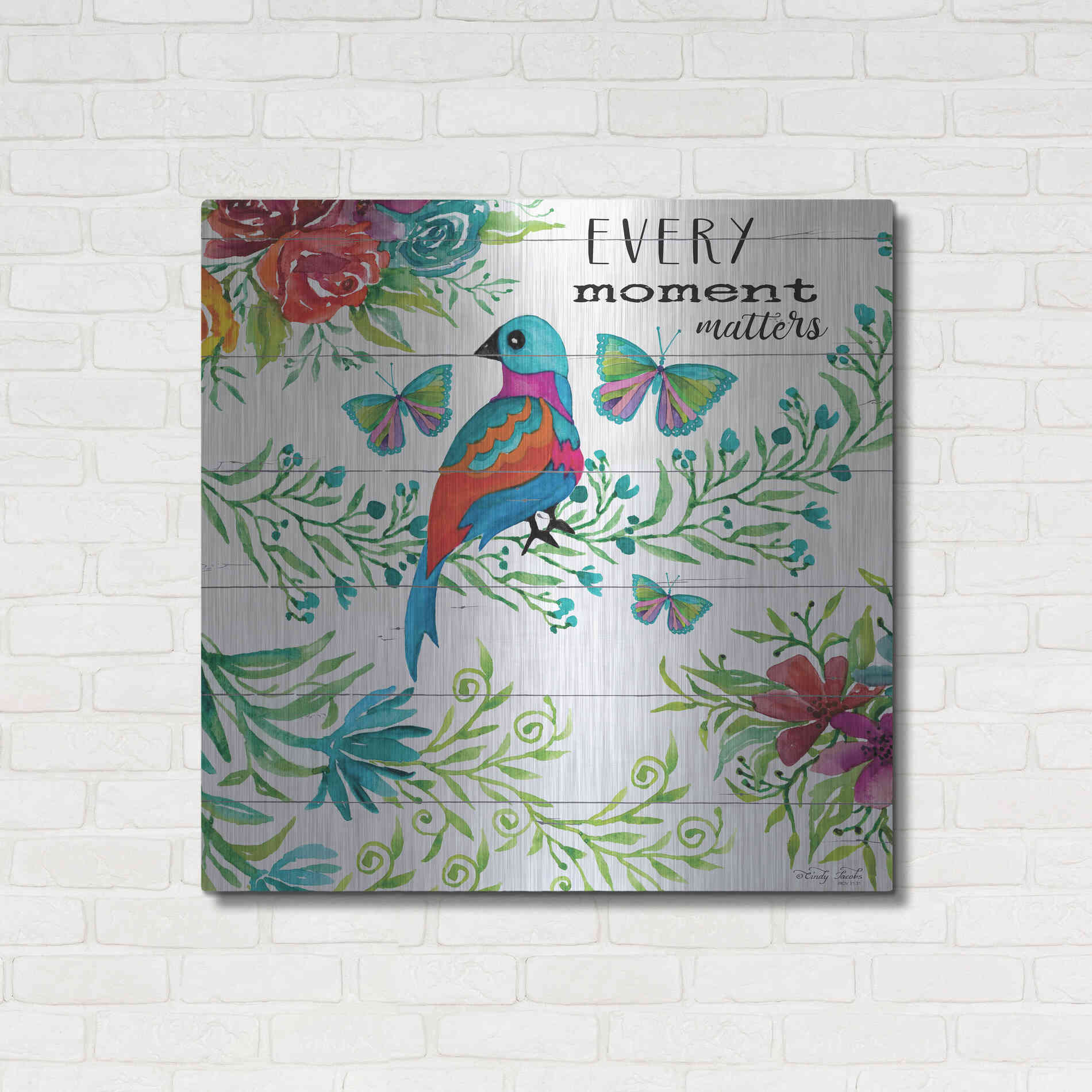 Luxe Metal Art 'Every Little Moment Matters' by Cindy Jacobs, Metal Wall Art,36x36