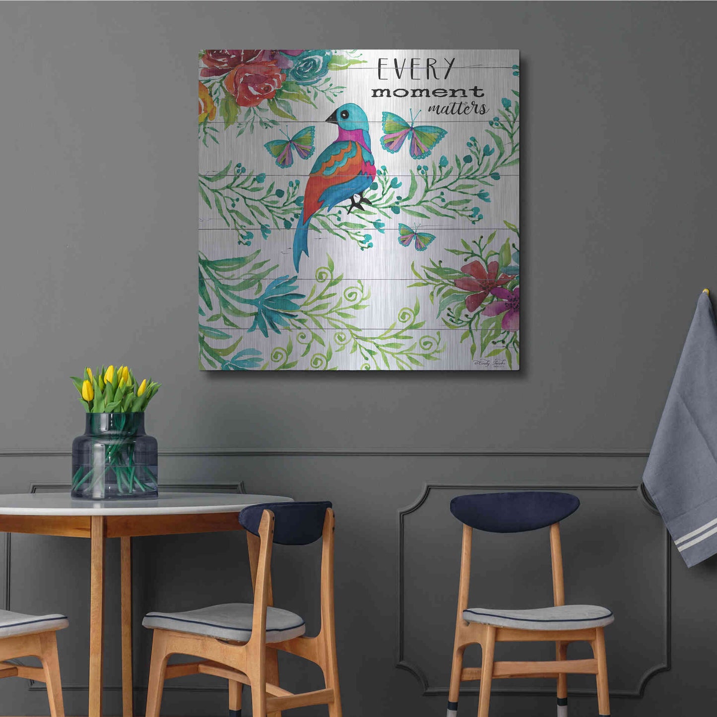 Luxe Metal Art 'Every Little Moment Matters' by Cindy Jacobs, Metal Wall Art,36x36