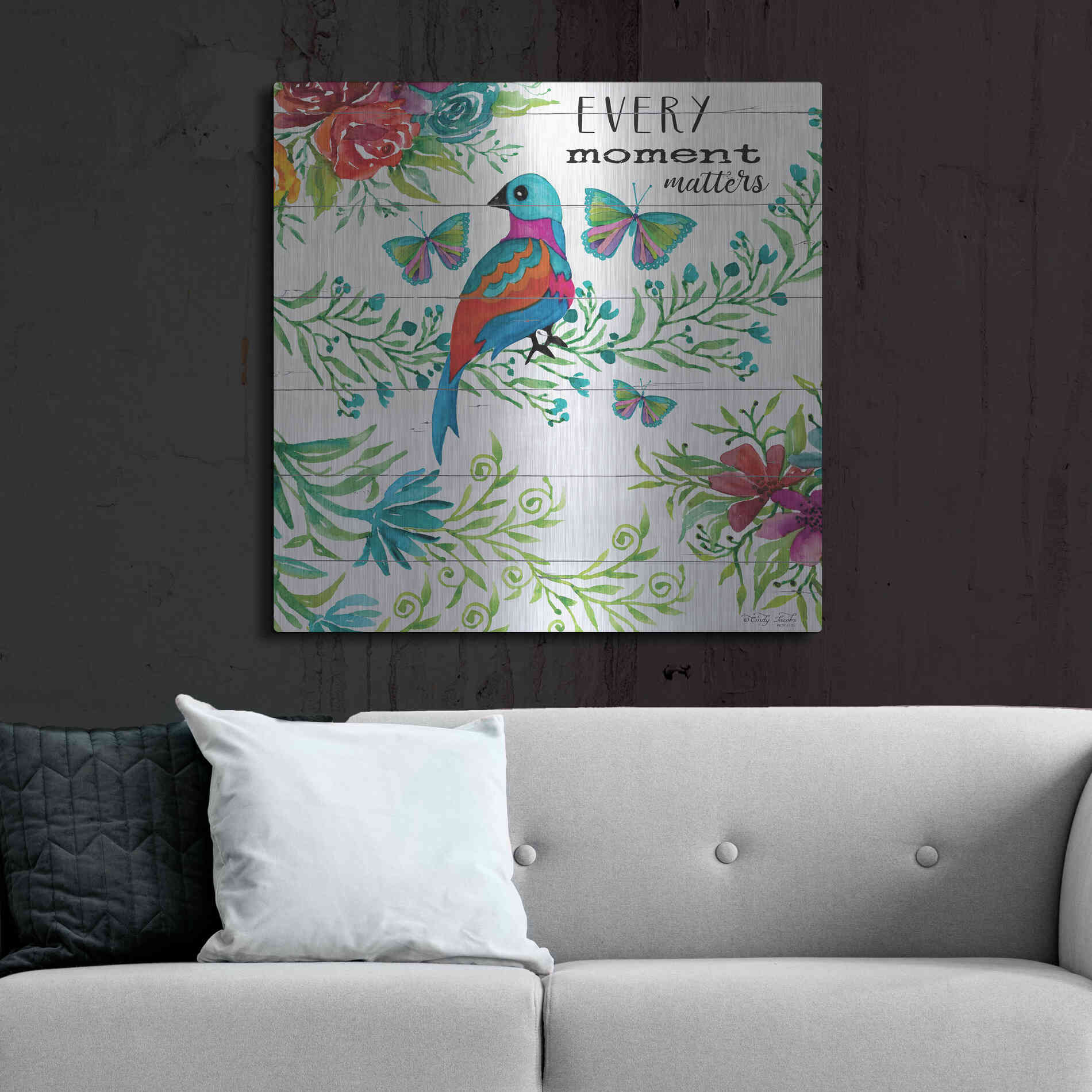 Luxe Metal Art 'Every Little Moment Matters' by Cindy Jacobs, Metal Wall Art,36x36