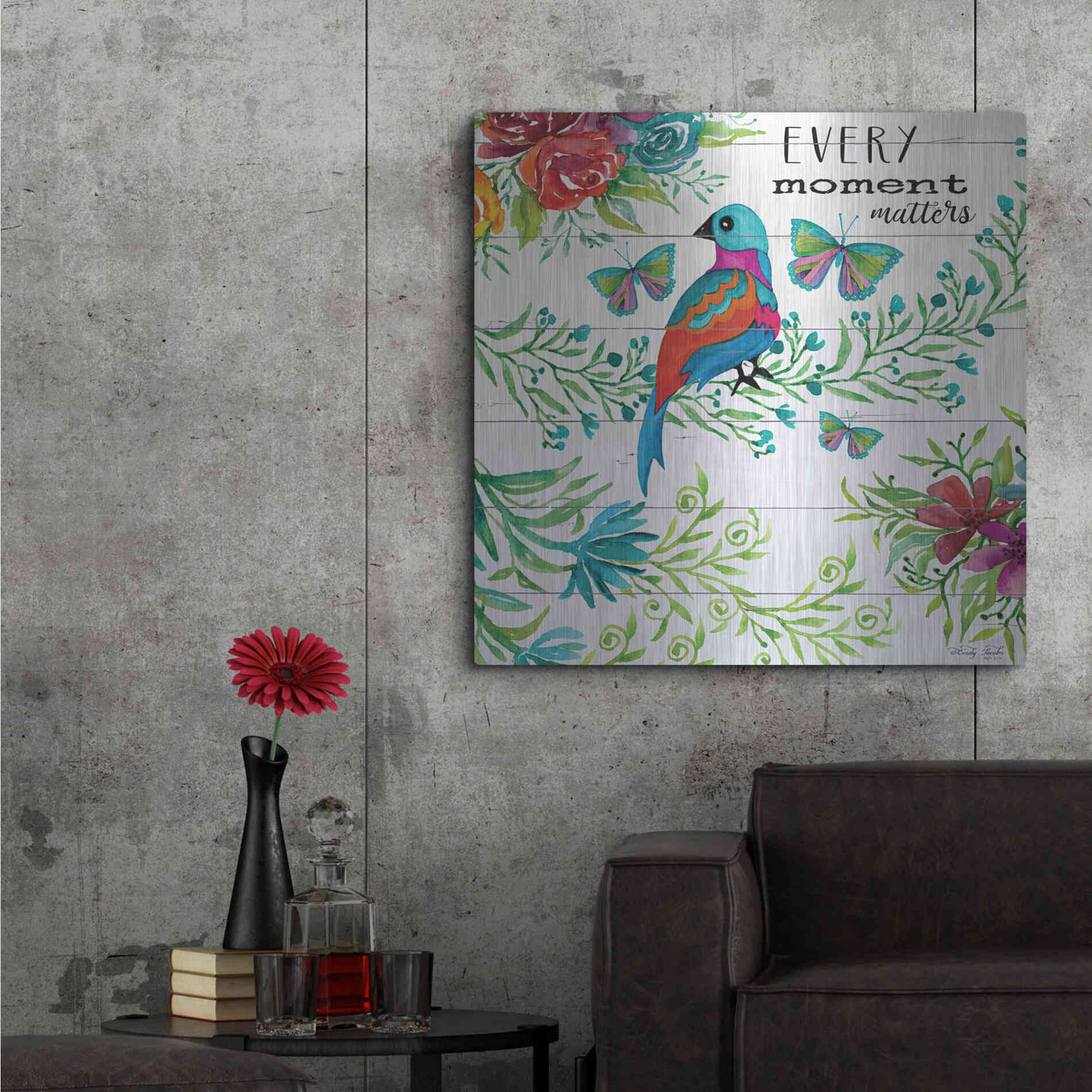 Luxe Metal Art 'Every Little Moment Matters' by Cindy Jacobs, Metal Wall Art,36x36