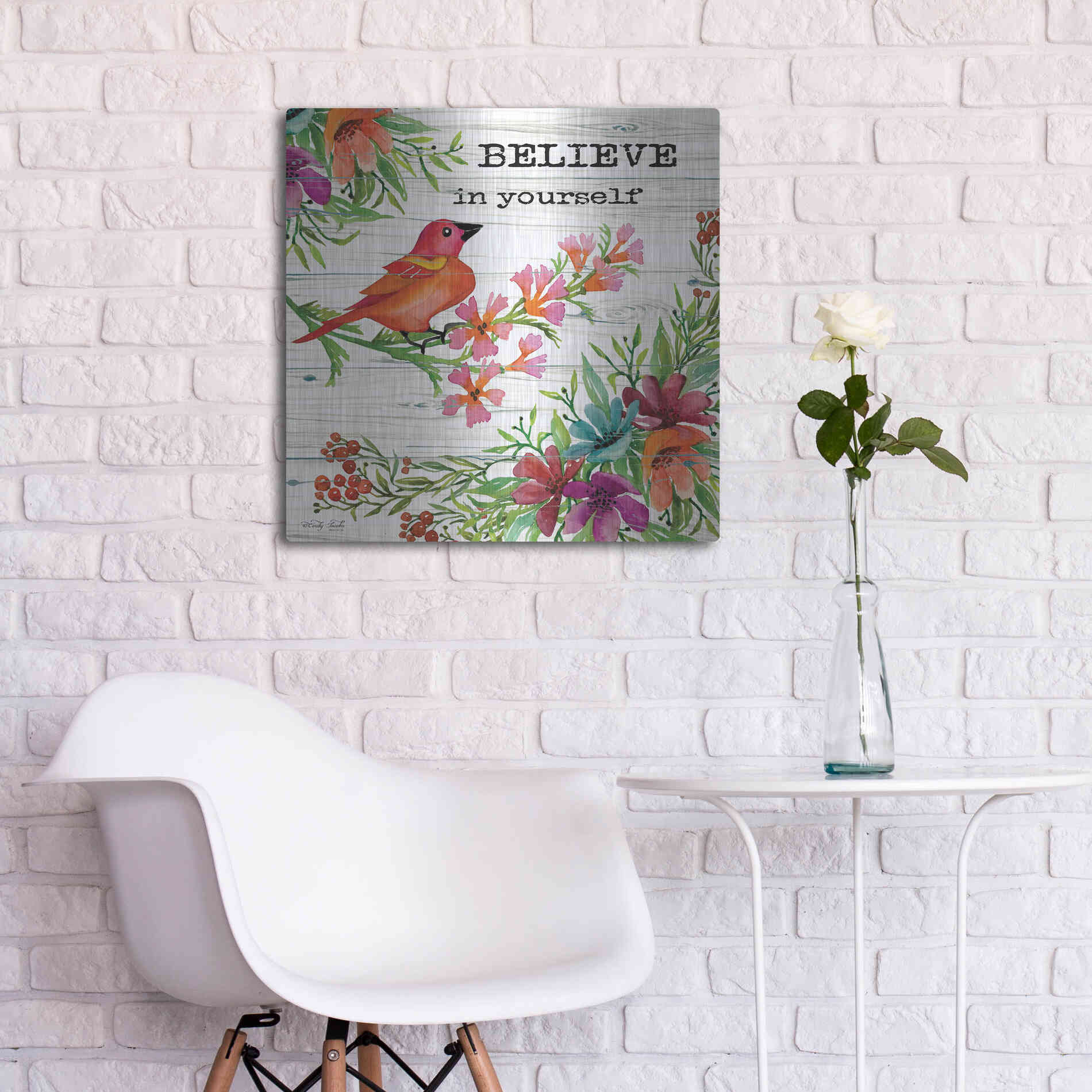 Luxe Metal Art 'Believe in Yourself' by Cindy Jacobs, Metal Wall Art,24x24