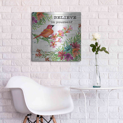 Luxe Metal Art 'Believe in Yourself' by Cindy Jacobs, Metal Wall Art,24x24